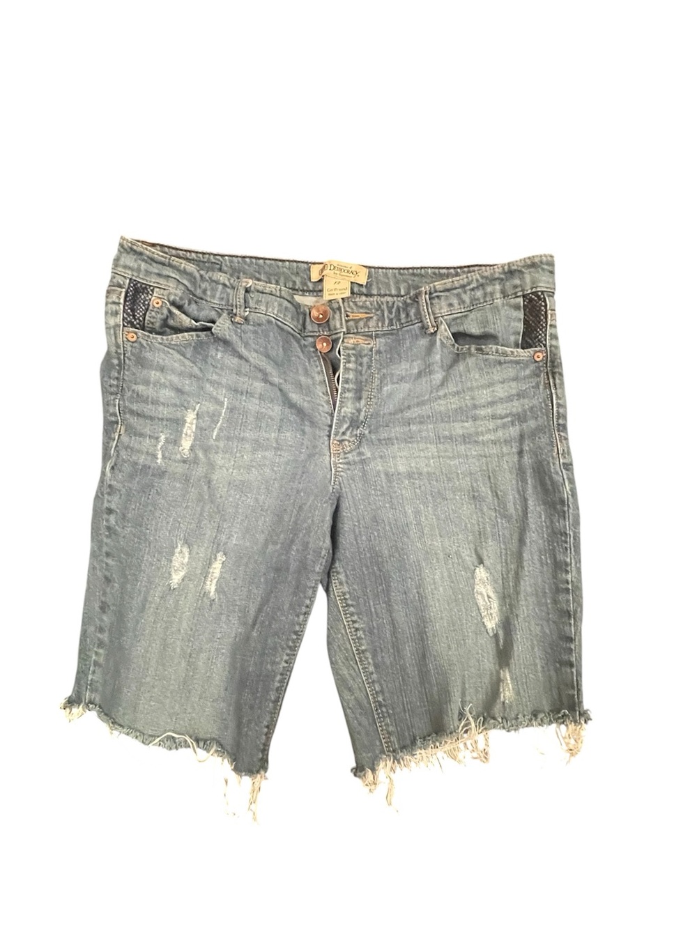Democracy Women's Light Blue Distressed Denim Bermuda Shorts